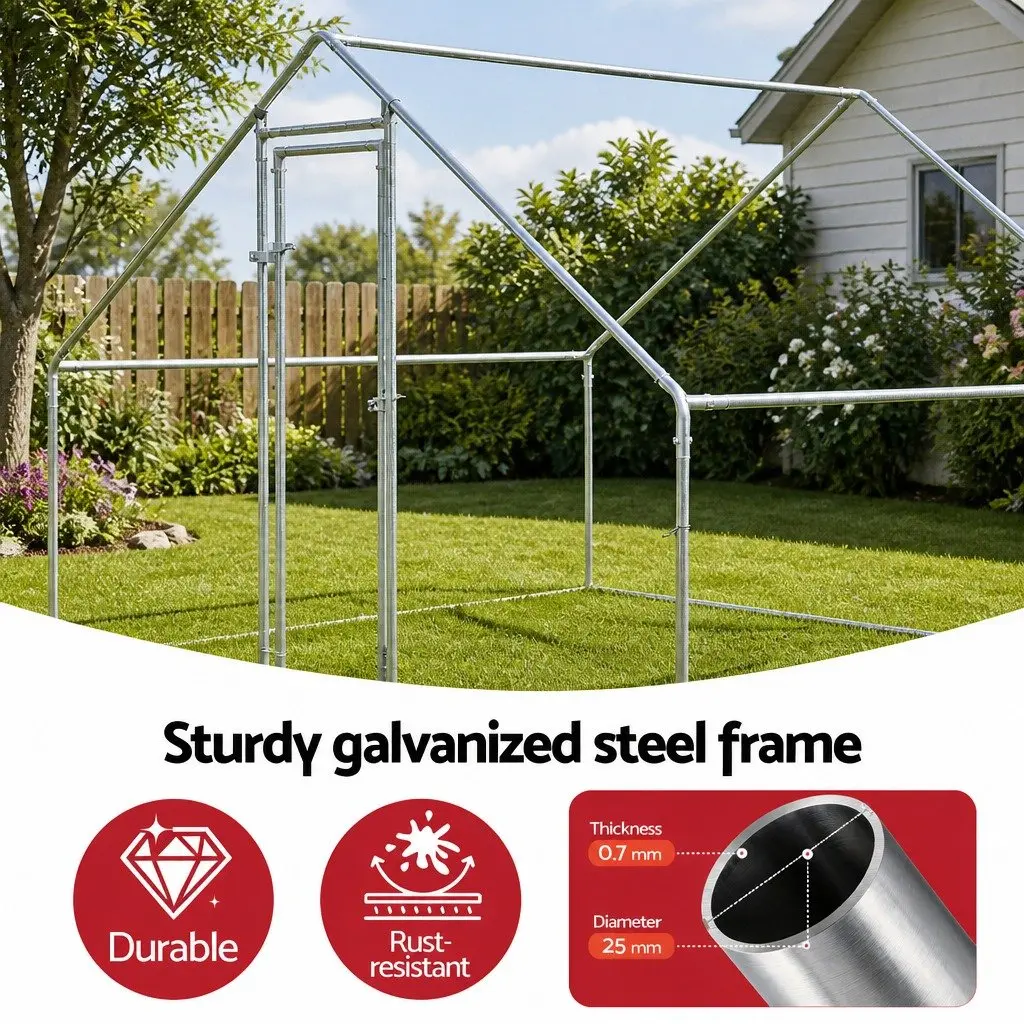 Large Outdoor Pet Enclosure Walk-in Run Silver 3x2x2m