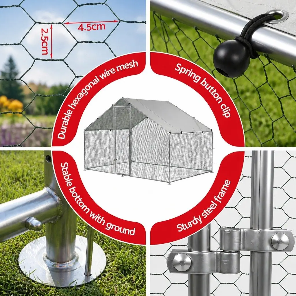 Large Outdoor Pet Enclosure Walk-in Run Silver 3x2x2m