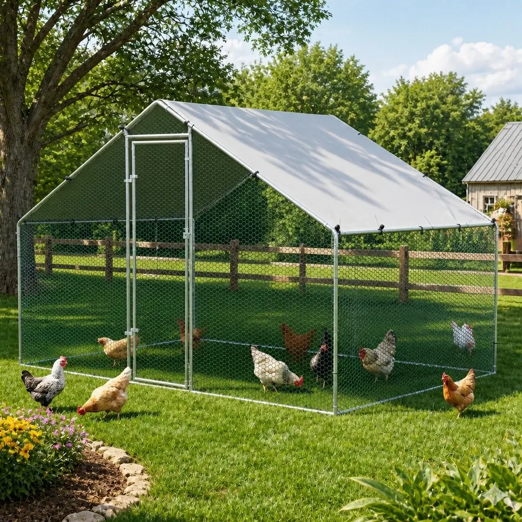 Large Outdoor Pet Enclosure Walk-in Run Silver 3x2x2m