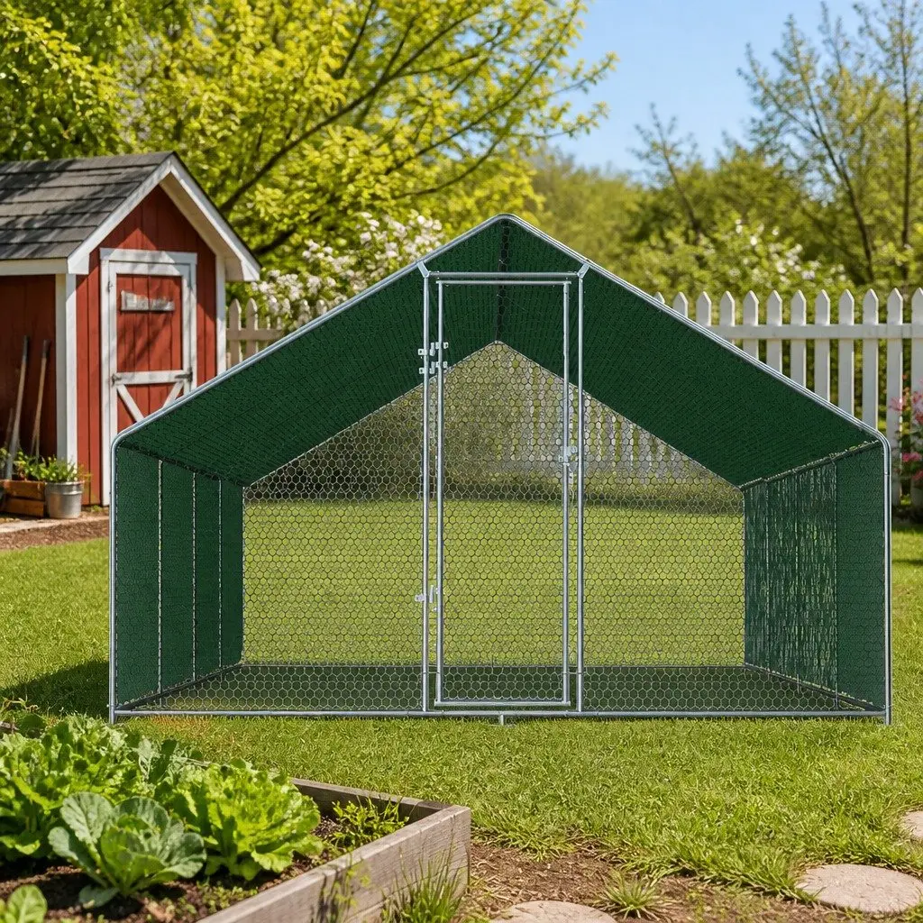 Chicken Coop Galvanised Steel Spacious 3x8x2m Poultry Housing Run