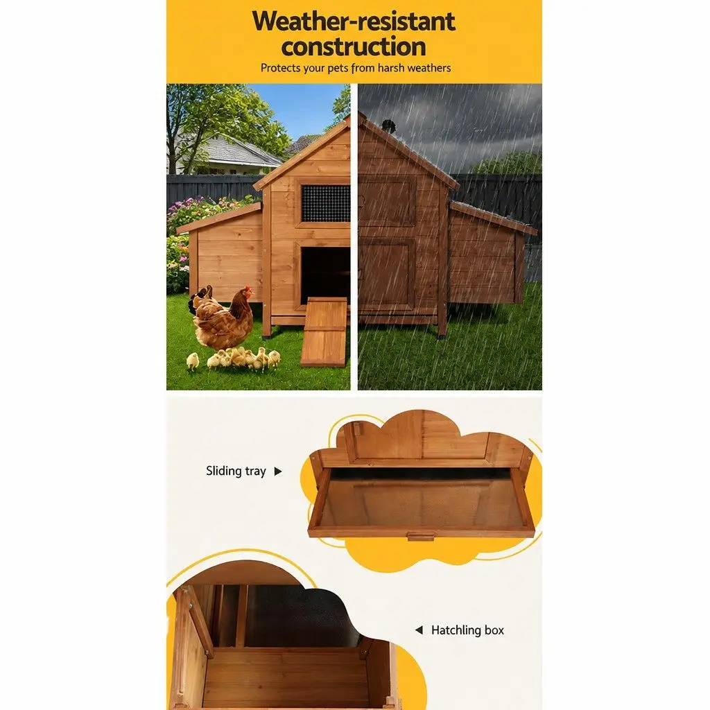 Large Wooden Chicken Coop Rabbit Hutch 150cm with Ramp and Integrated Play Area