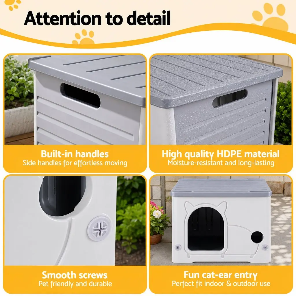 Cat House Enclosed Shelter Stackable Bench Box Pet Carrier Indoor Outdoor Grey