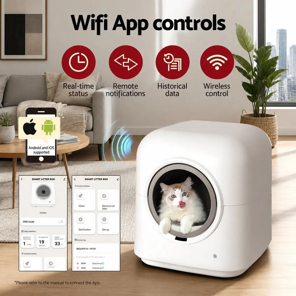 Automatic Cat Litter Box Smart Self-Cleaning Large Size with App Control