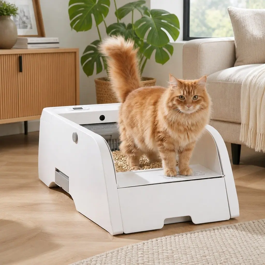 Automatic Cat Litter Box Smart Self-Cleaning App Control White 5L