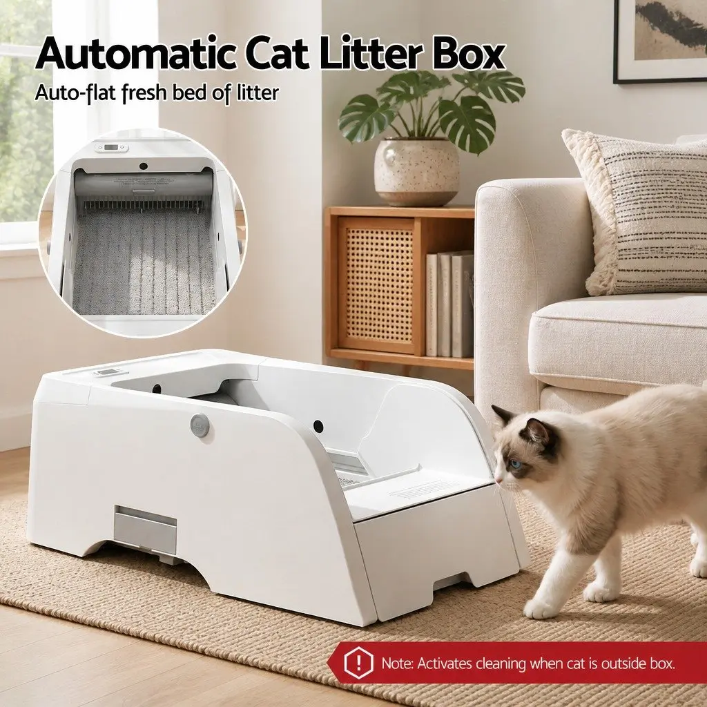 Automatic Cat Litter Box Smart Self-Cleaning App Control White 5L