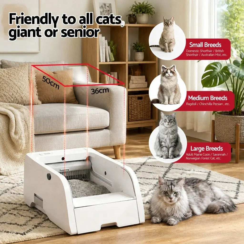 Automatic Cat Litter Box Smart Self-Cleaning App Control White 5L
