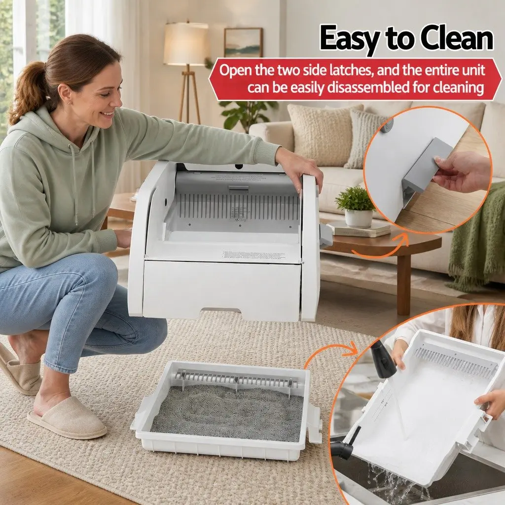 Automatic Cat Litter Box Smart Self-Cleaning App Control White 5L