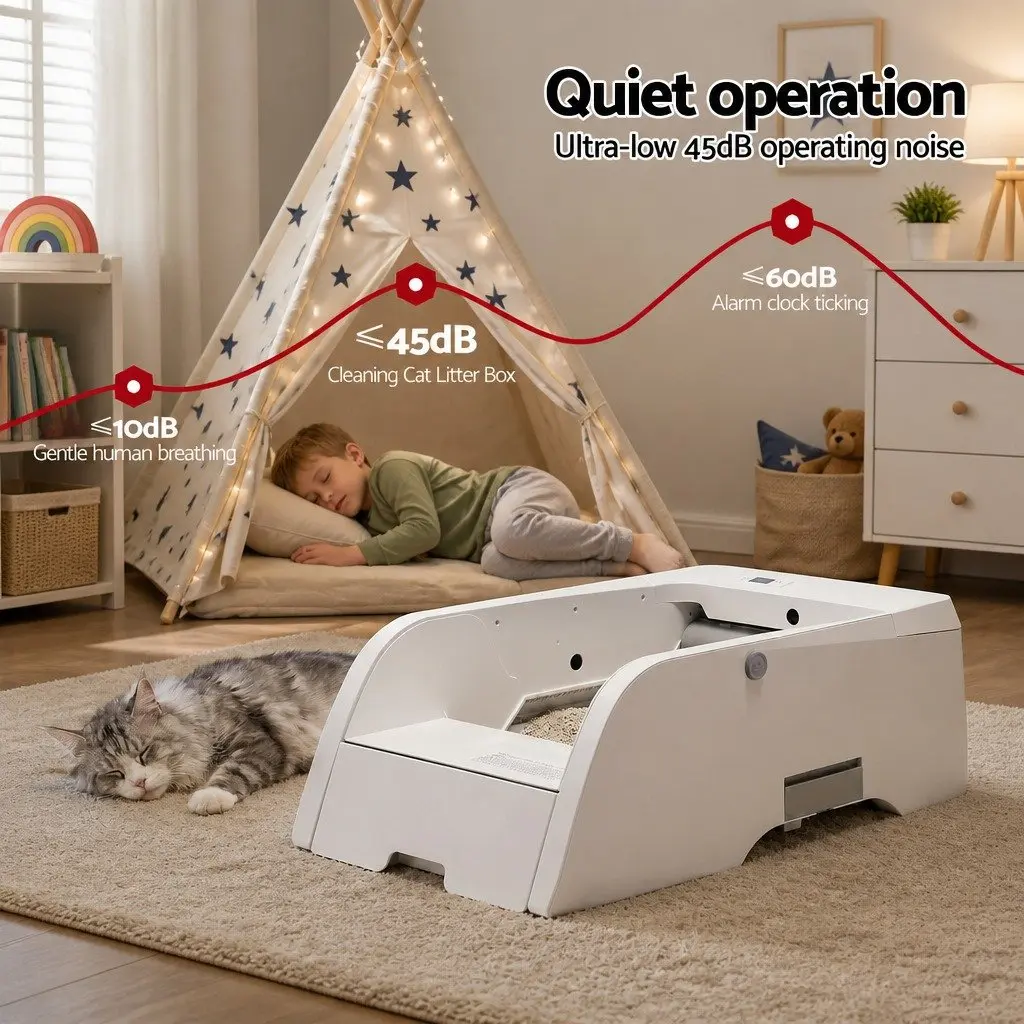 Automatic Cat Litter Box Smart Self-Cleaning App Control White 5L