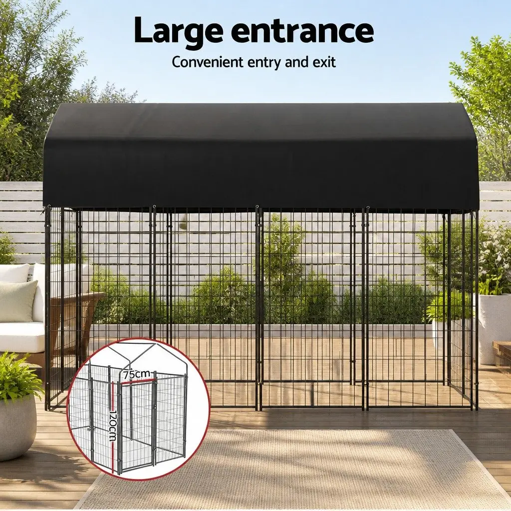 Dog Kennel Extra Large Weatherproof Metal Outdoor Playpen 249cm x 120cm x 165cm