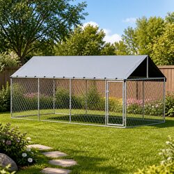 Friendly Silver Large Dog Kennel Outdoor Enclosure 2M x 4M