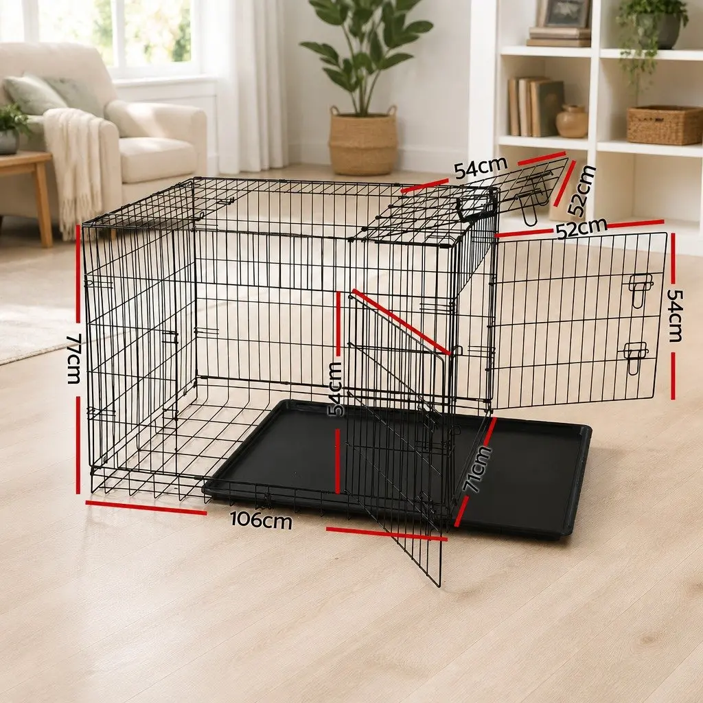 Dog Cage Crate Foldable 42 Inch Large Kennel with 3 Access Doors