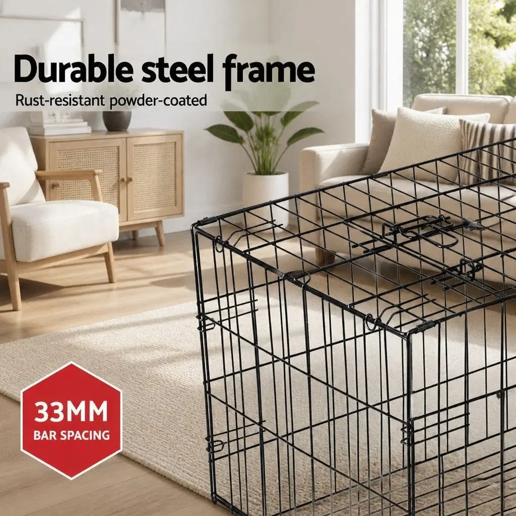 Dog Cage Crate Foldable 42 Inch Large Kennel with 3 Access Doors