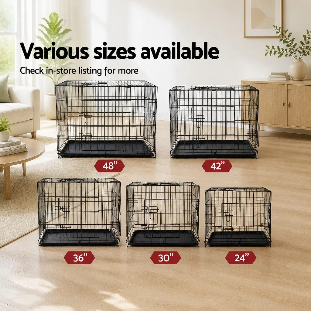Dog Cage Crate Foldable 42 Inch Large Kennel with 3 Access Doors