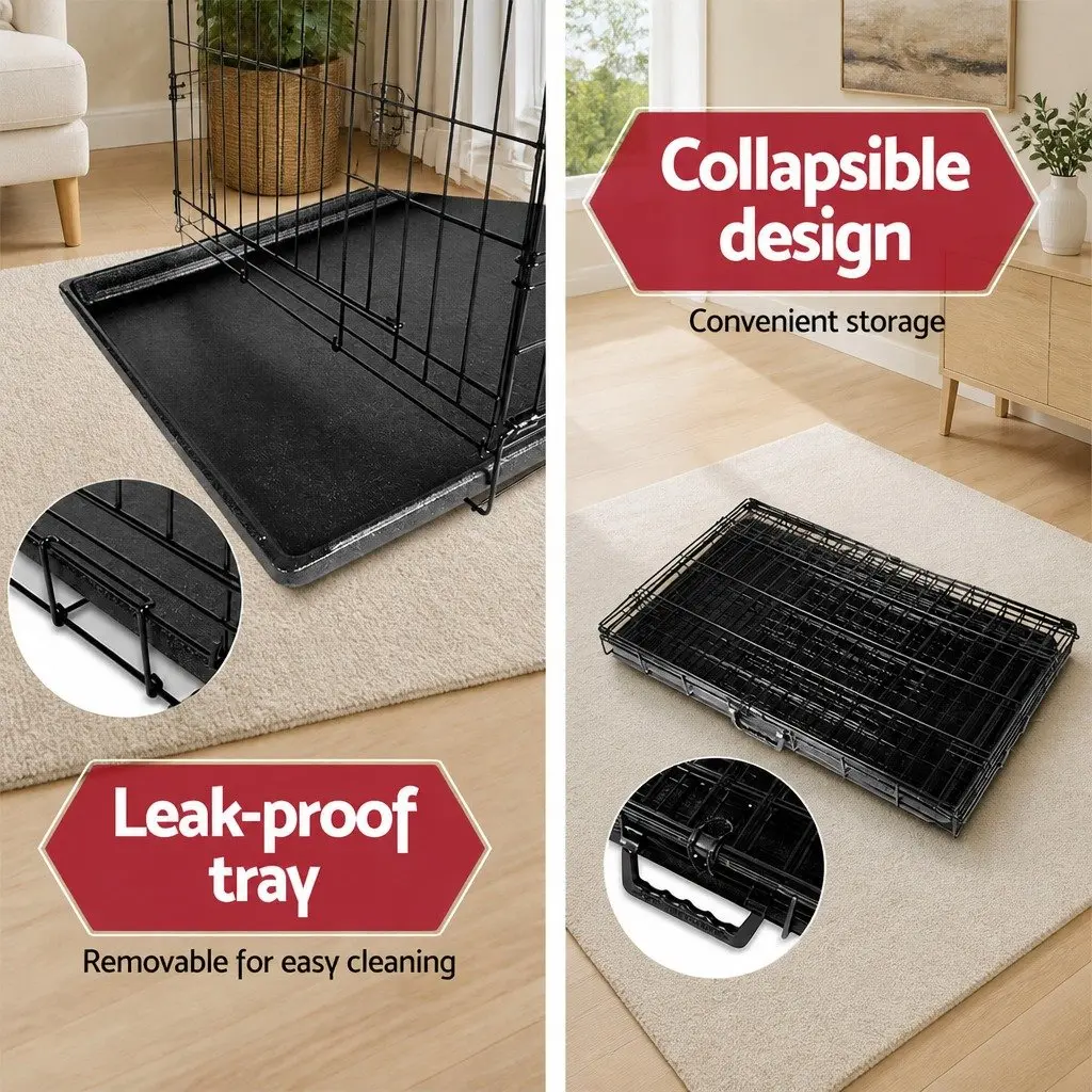 Dog Cage Foldable 48 Inch Metal Construction with 3 Access Doors