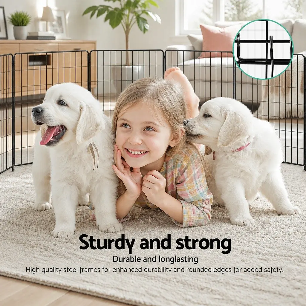 8 Panel Pet Playpen 24 Inch Exercise Pen Fence Enclosure Foldable Dog Cat Rabbit