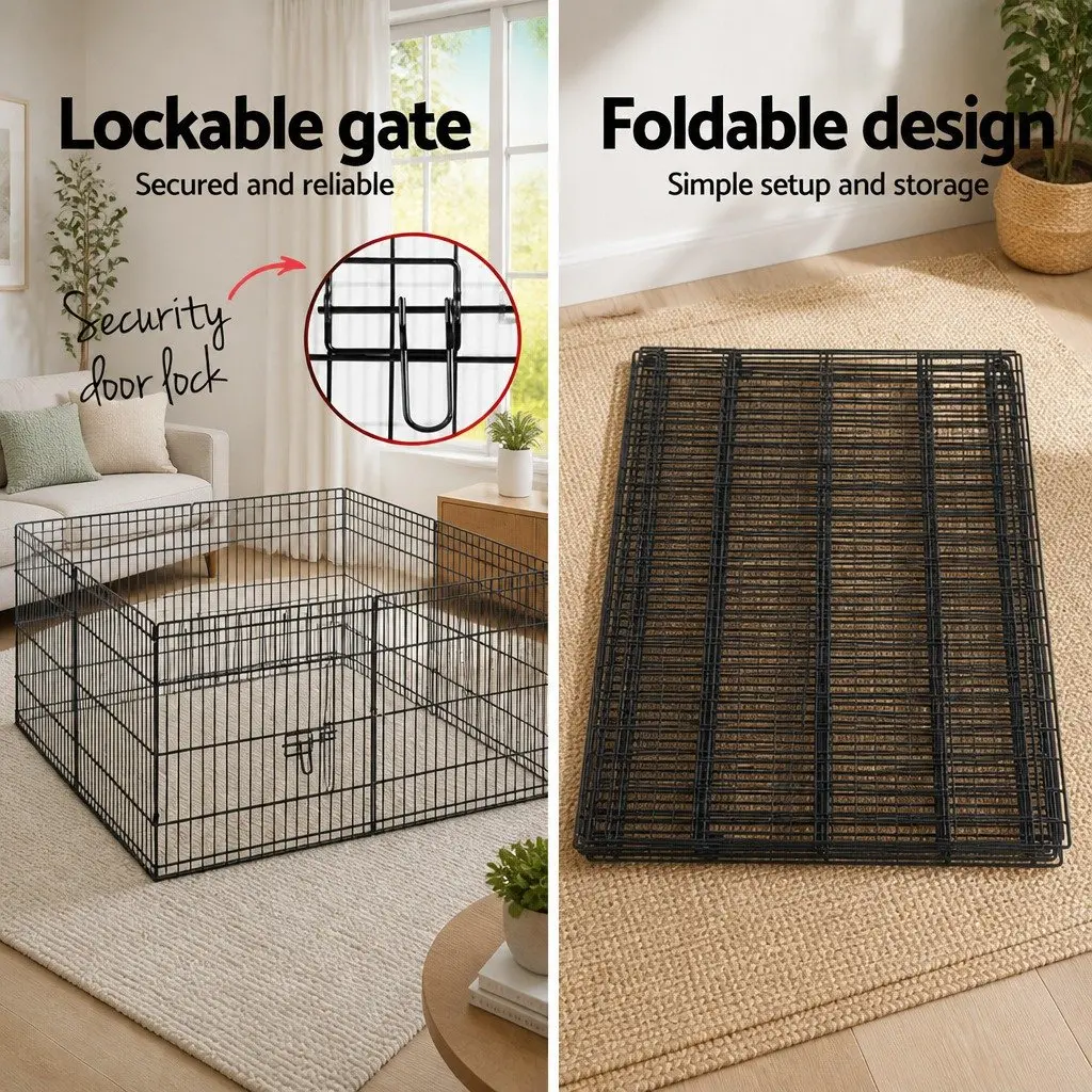 8 Panel Pet Playpen 24 Inch Exercise Pen Fence Enclosure Foldable Dog Cat Rabbit