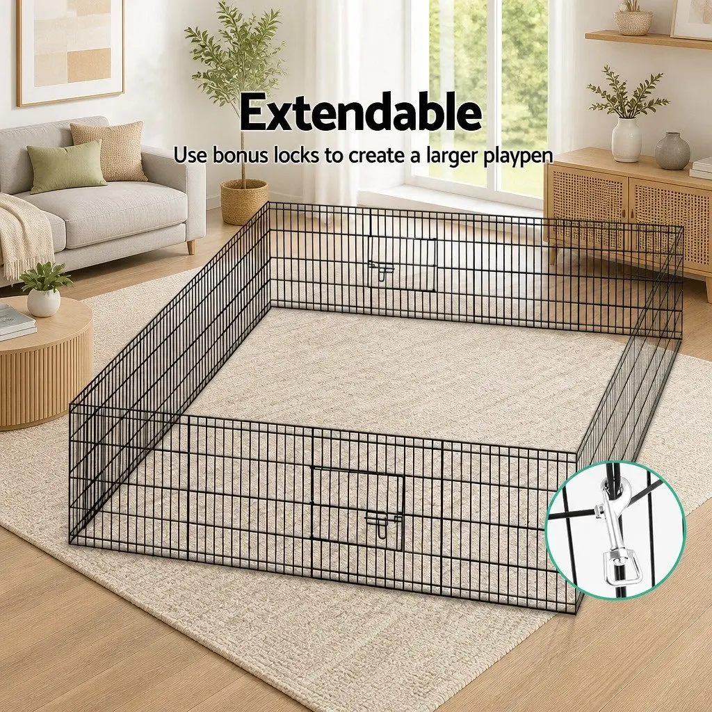 8 Panel Pet Playpen 24 Inch Exercise Pen Fence Enclosure Foldable Dog Cat Rabbit