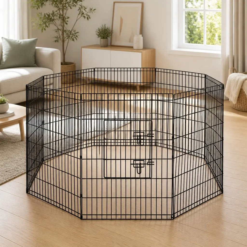 8 Panel Pet Playpen Exercise Cage Enclosure Foldable Dog Fence Pen Indoor