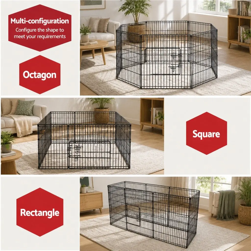 8 Panel Pet Playpen Foldable Indoor Outdoor Exercise Cage Enclosure
