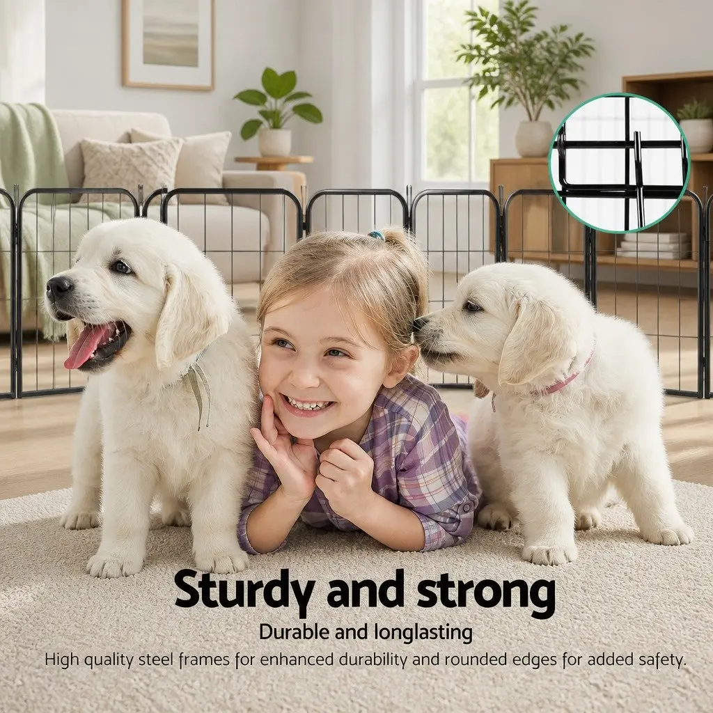 8 Panel Pet Playpen Foldable 30 Inch Indoor Outdoor Dog Exercise Fence Enclosure