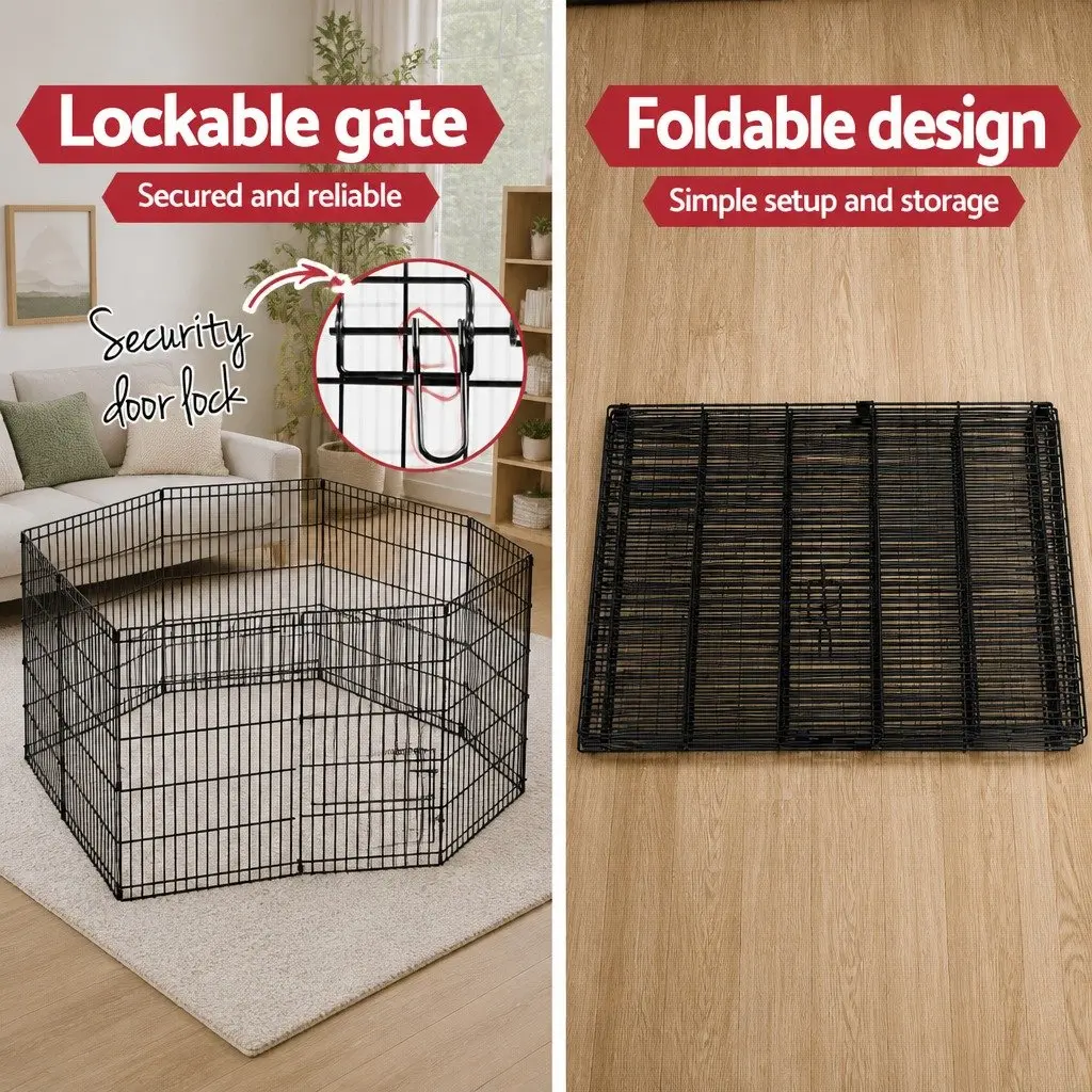 8 Panel Pet Playpen Foldable 30 Inch Indoor Outdoor Dog Exercise Fence Enclosure