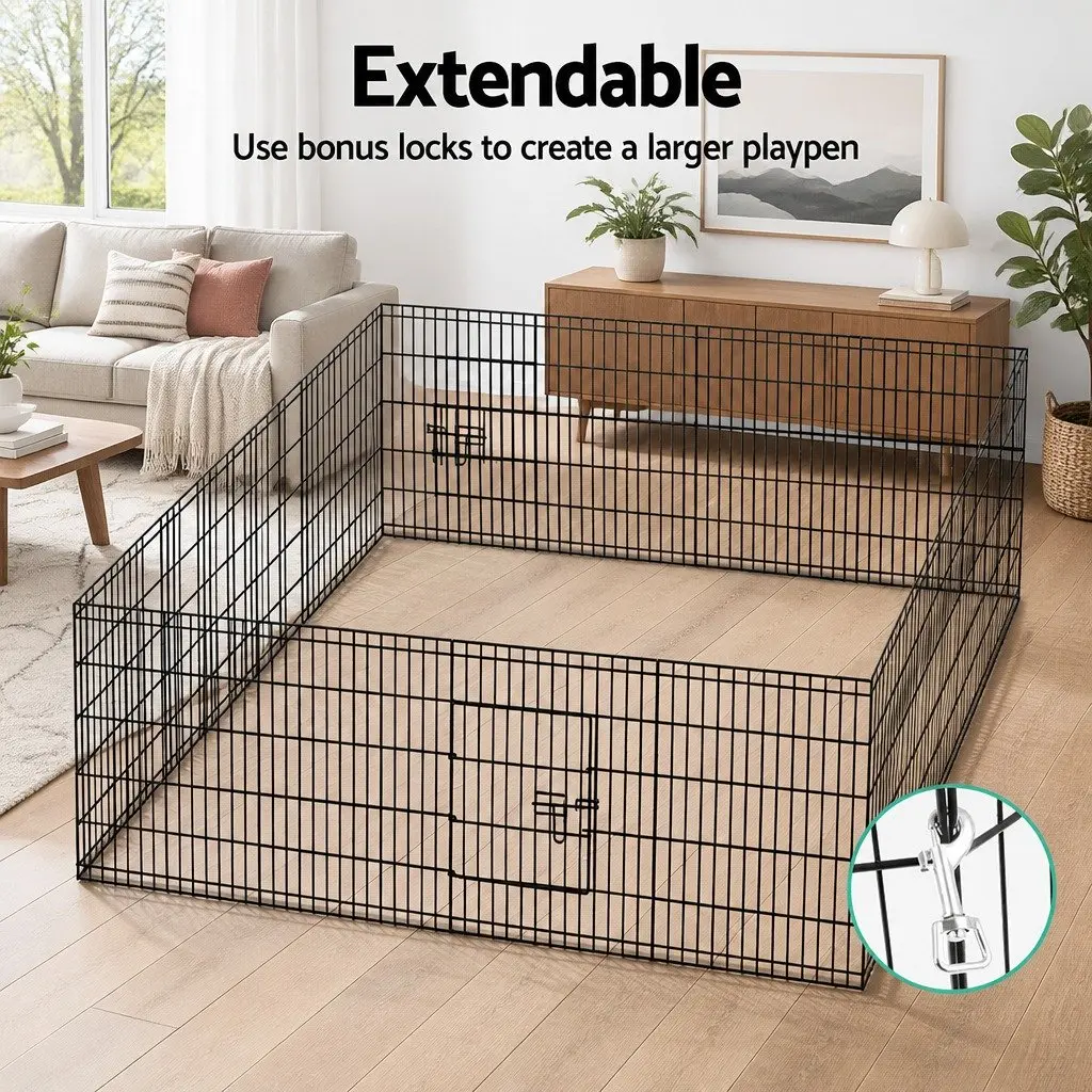 8 Panel Pet Playpen Foldable 30 Inch Indoor Outdoor Dog Exercise Fence Enclosure