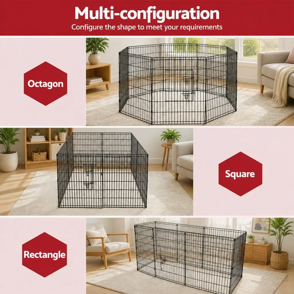 8 Panel Dog Playpen Foldable 36 Inches Exercise Cage Enclosure