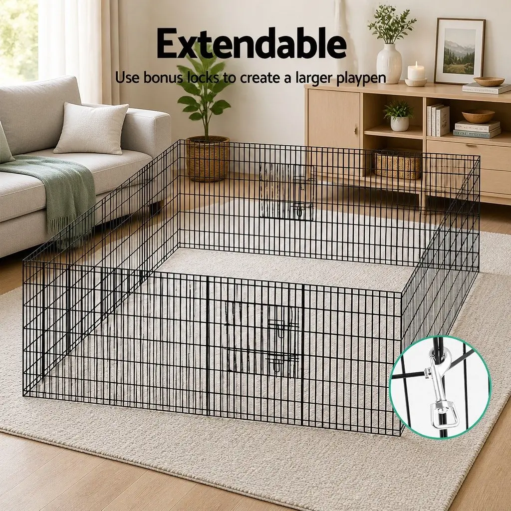 8 Panel Dog Playpen Foldable 36 Inches Exercise Cage Enclosure