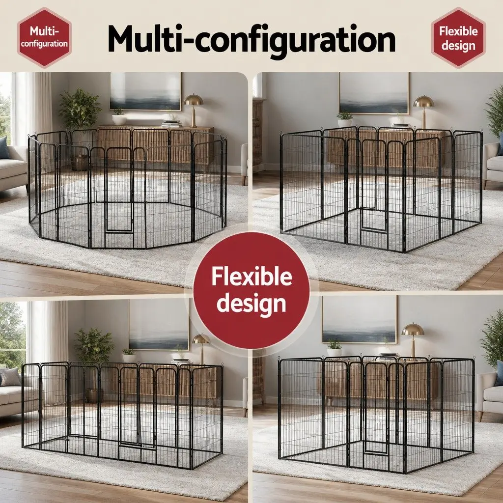 Dog Playpen 8 Panel Foldable Puppy Fence 48 Inch Black