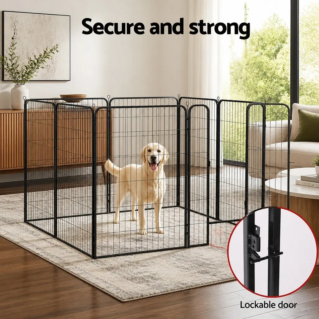 Dog Playpen 8 Panel Foldable Puppy Fence 48 Inch Black