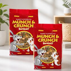 Rabbit Guinea Pig Grain Seed Mix Munch Crunch Adult Pet Food 4kg x2 Pack