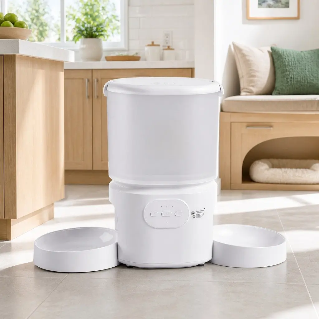 Automatic Dual Bowl Pet Feeder Smart Dispenser 5L WiFi APP Control for Cats Dogs
