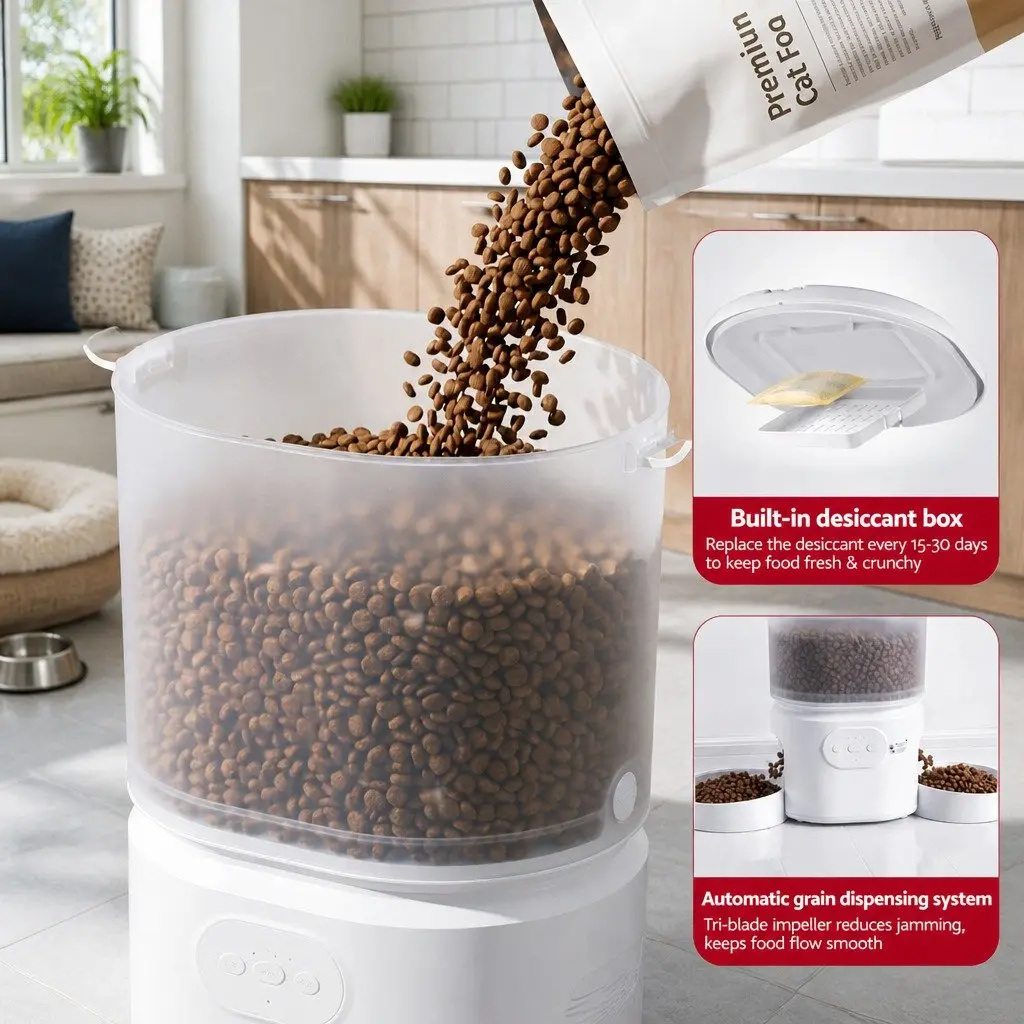 Automatic Dual Bowl Pet Feeder Smart Dispenser 5L WiFi APP Control for Cats Dogs