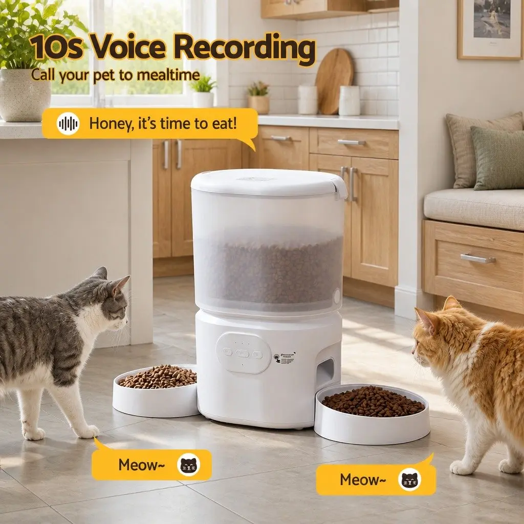 Automatic Dual Bowl Pet Feeder Smart Dispenser 5L WiFi APP Control for Cats Dogs