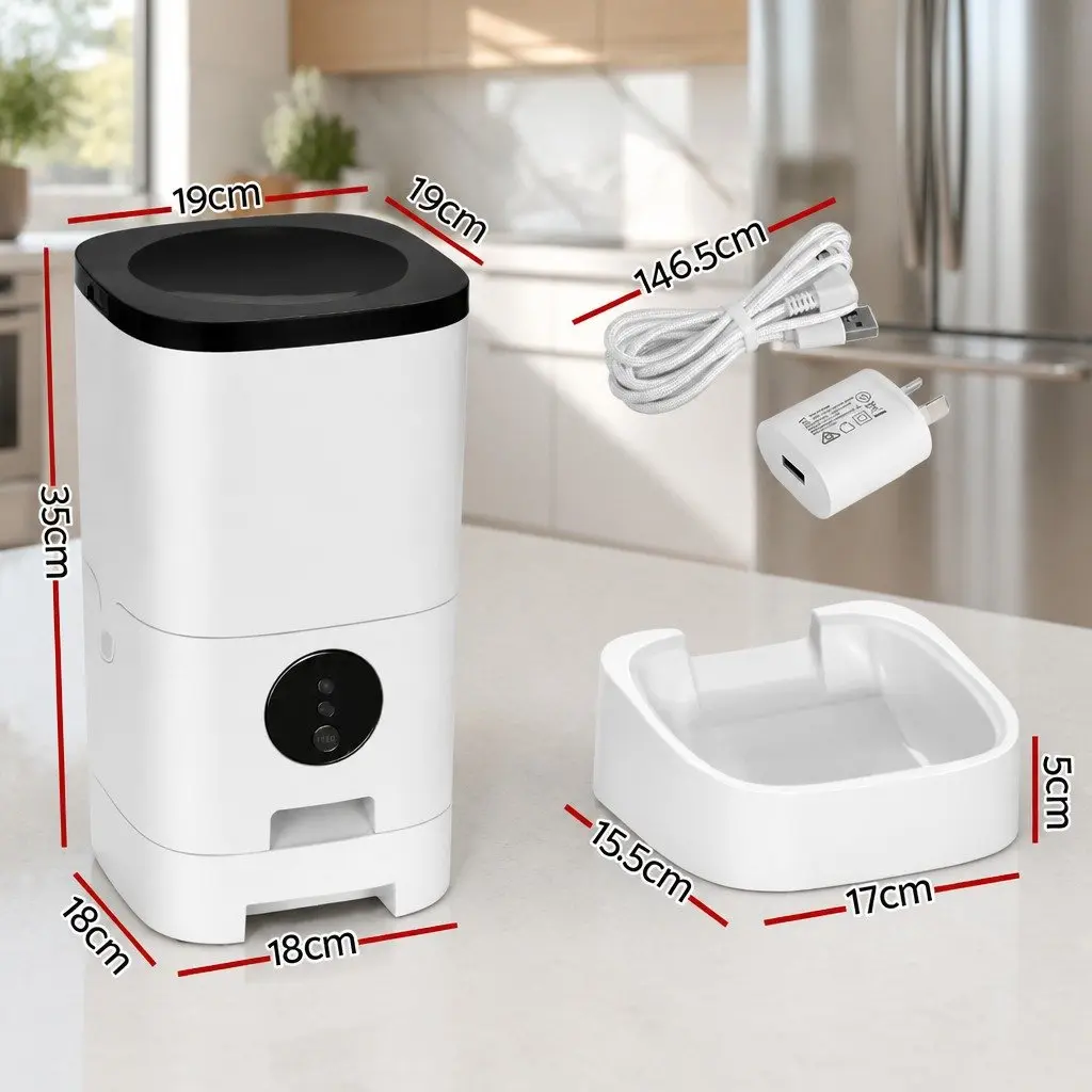 Automatic Pet Feeder 6L WiFi Smart Dog Cat Food Dispenser Timer APP Control
