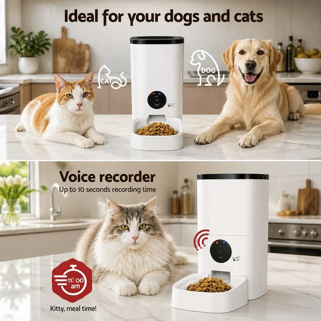 Automatic Pet Feeder 6L WiFi Smart Dog Cat Food Dispenser Timer APP Control