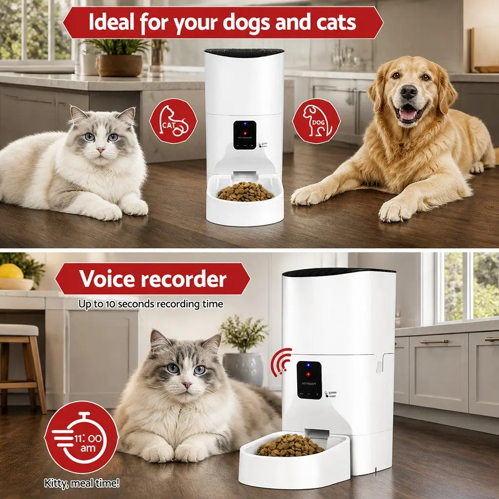 Automatic Pet Feeder WiFi Smart 9L Dog Cat Food Dispenser Timer APP Control
