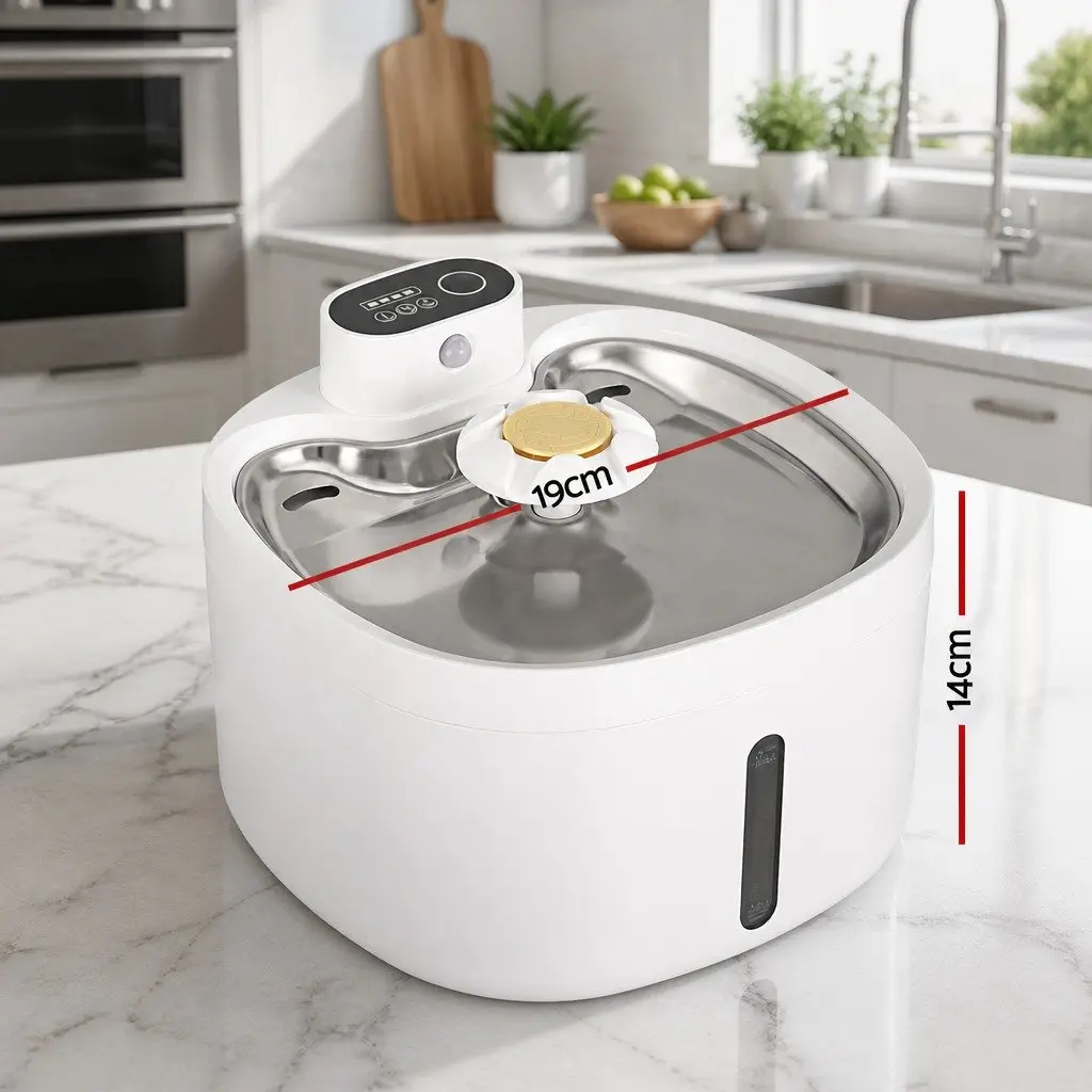 Automatic Pet Water Fountain Feeder Dispenser 2.6L Dog Cat Bowl Drinking White