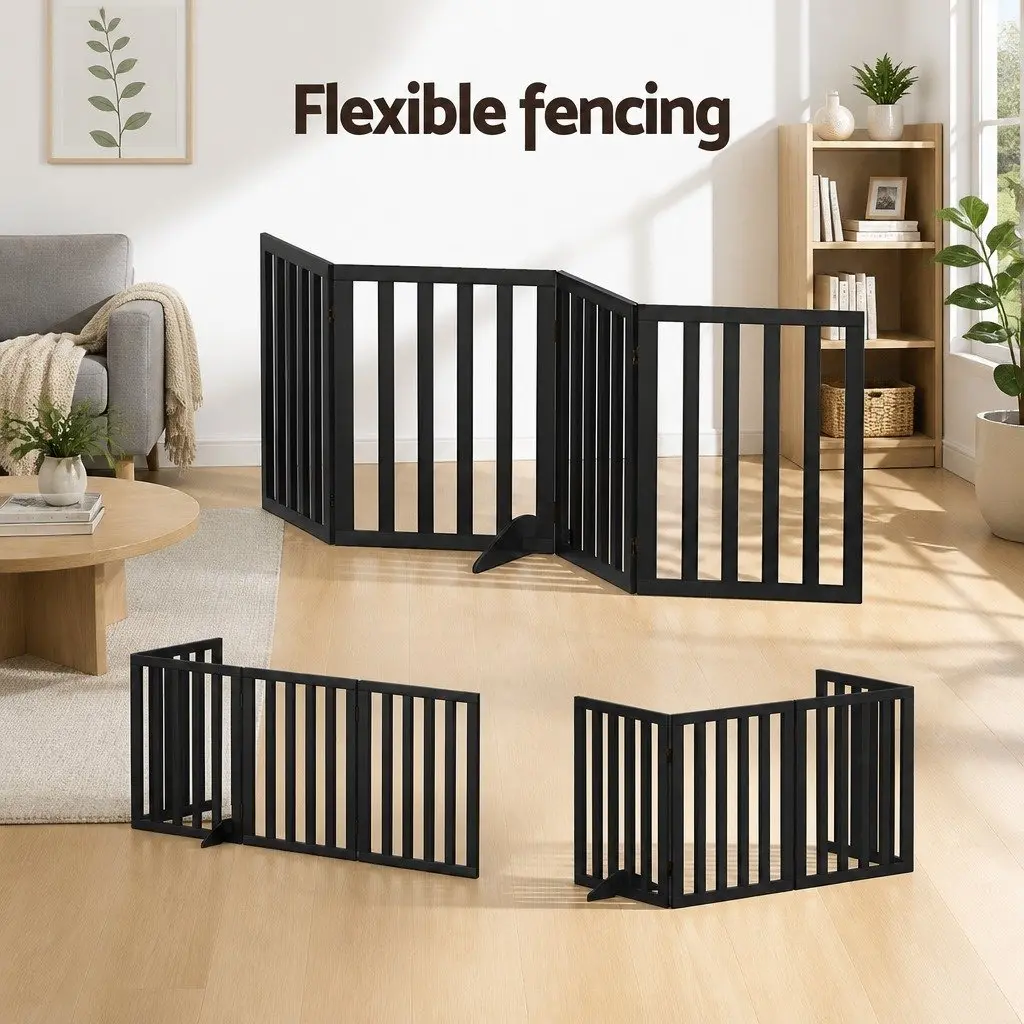 Dog Playpen Enclosure 4 Panels Flexible Configuration Black