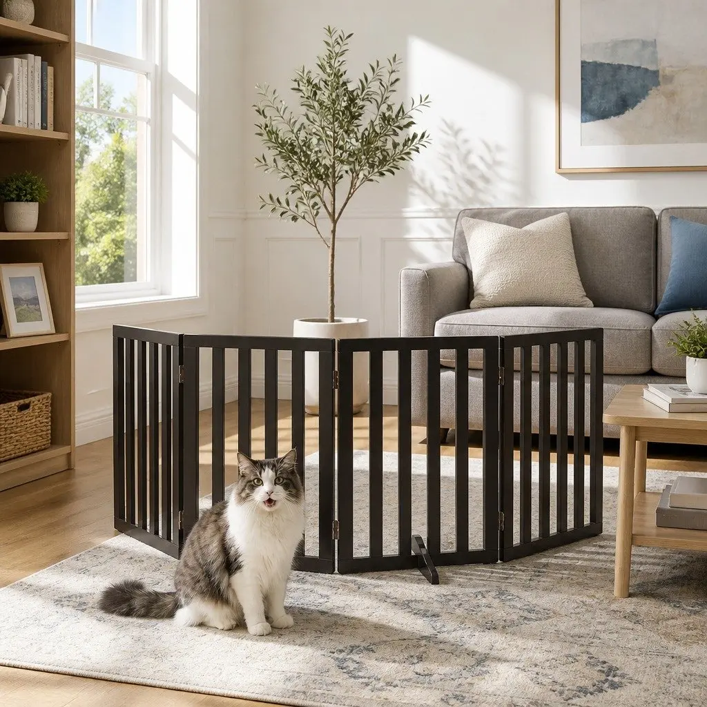 Dog Playpen Enclosure 4 Panels Flexible Configuration Black