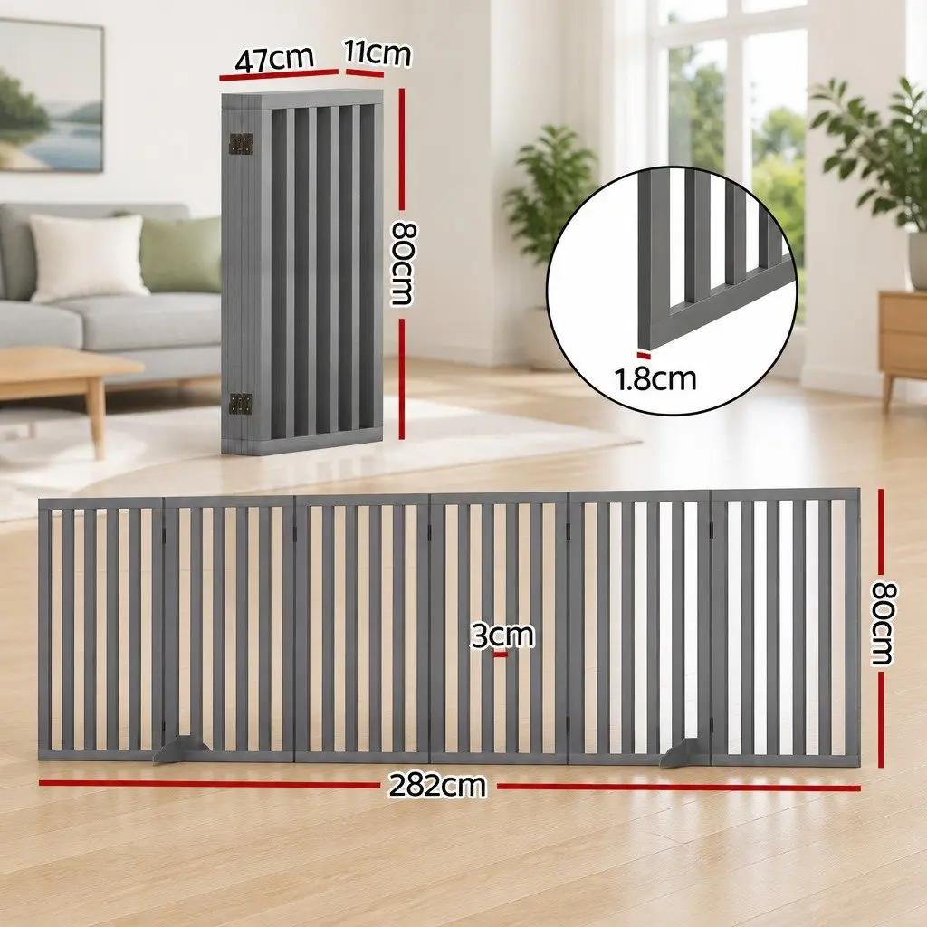 Dog Playpen 6 Panels Foldable Wooden Enclosure Safety Fence