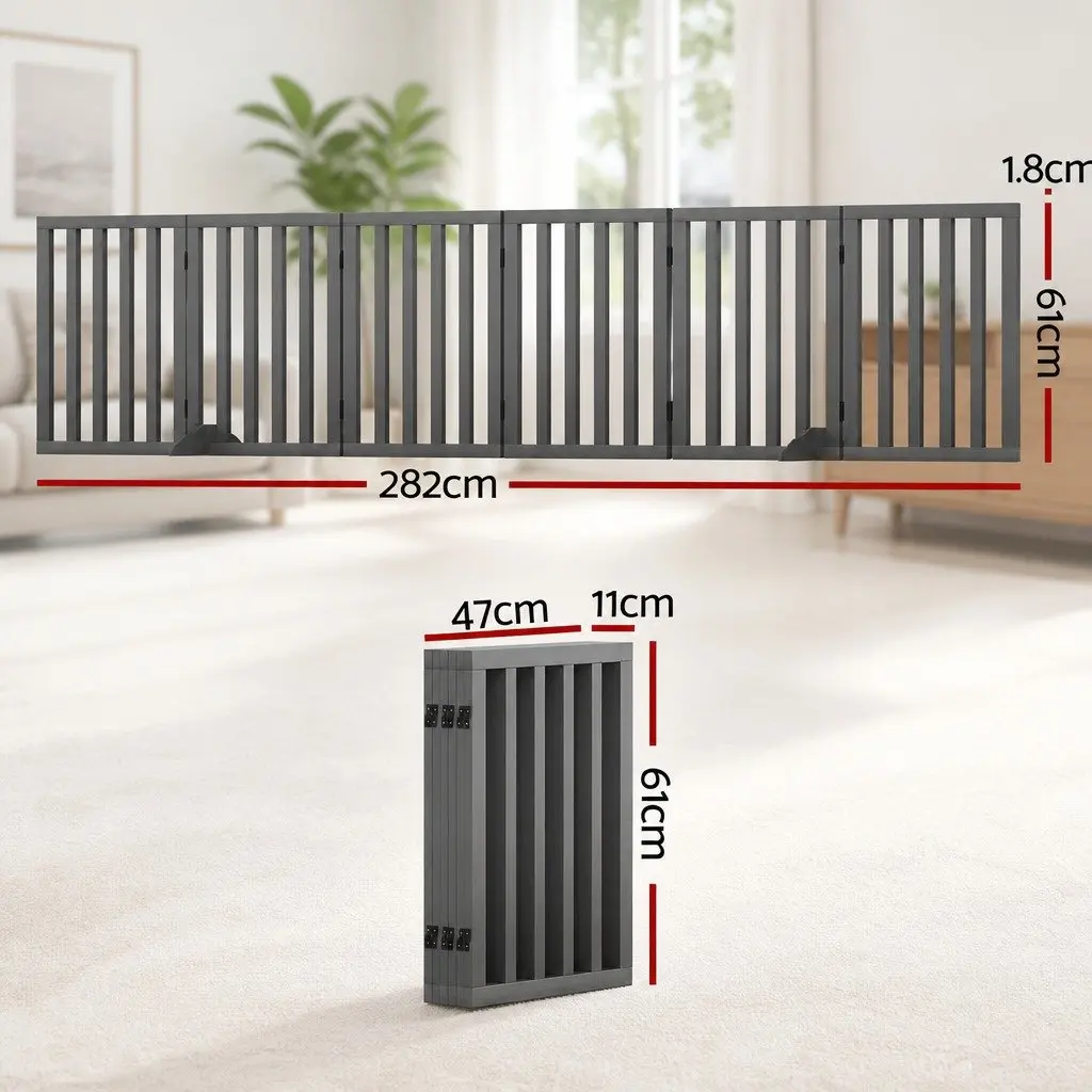 Dog Playpen Enclosure 6 Panel Grey Foldable Pet Fence