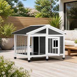 Dog Kennel House Large Wooden Outdoor Indoor Puppy Cabin Pet Home Shelter