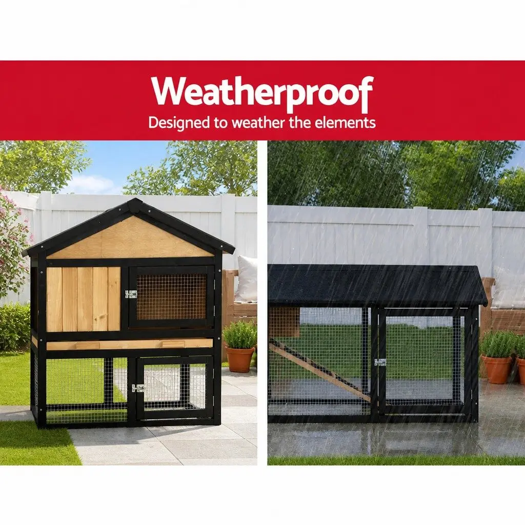 Wooden Chicken Coop Rabbit Hutch Large Outdoor Pet House 165cm Brown