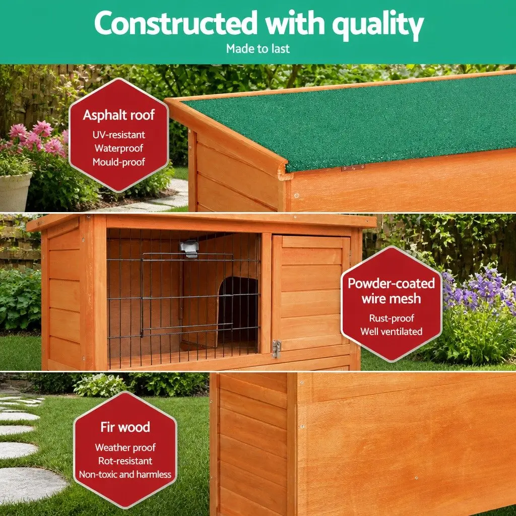 Wooden Rabbit Hutch Two Storey 88cm Guinea Pig Ferret Cage