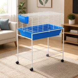 Rabbit Cage 88cm Indoor Guinea Pig Hutch Small Animal Habitat with Stand Wheels