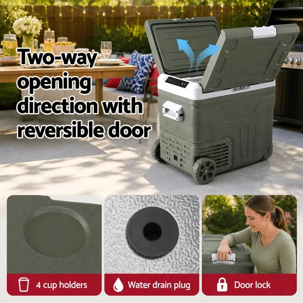 Portable Fridge Freezer 50L Multi Power Sources Green Outdoor