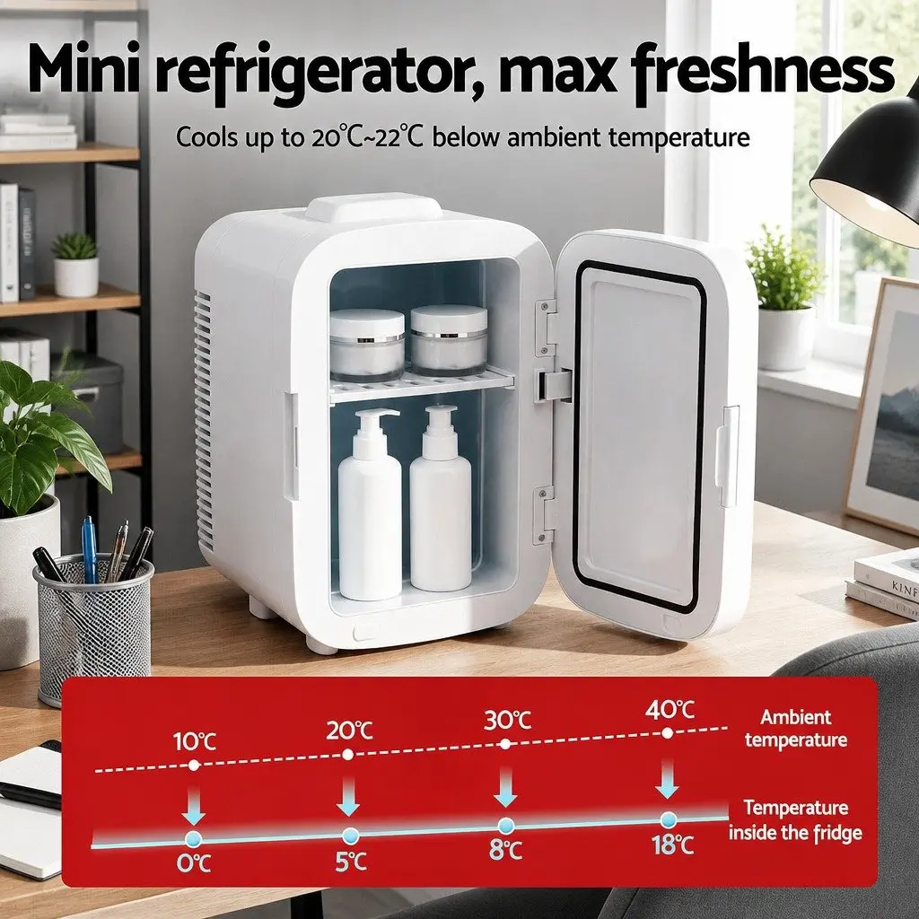 Portable Mini Fridge Dual Function Compact White 12V 220V
