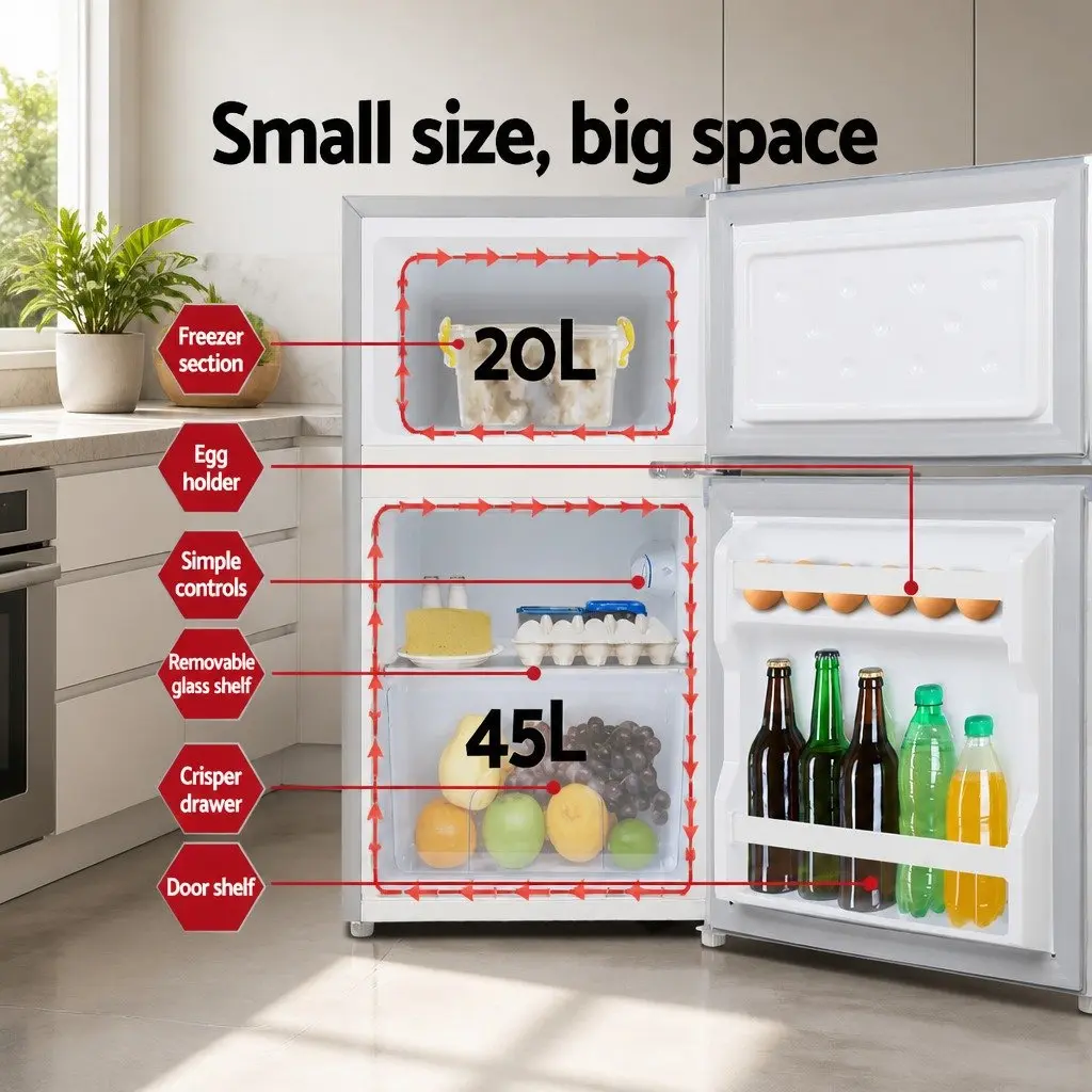 65L Portable Fridge Freezer Upright 12V 24V 240V Camping Caravan Bar Cooler