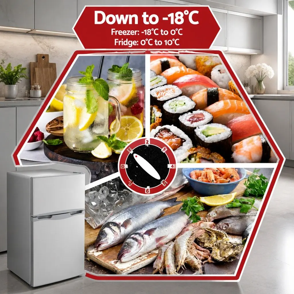 65L Portable Fridge Freezer Upright 12V 24V 240V Camping Caravan Bar Cooler